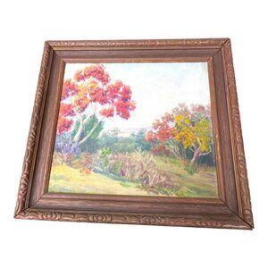 Autumn Fall Leaves Landscape Oil Painting Bessie Cooke Original Framed Artwork